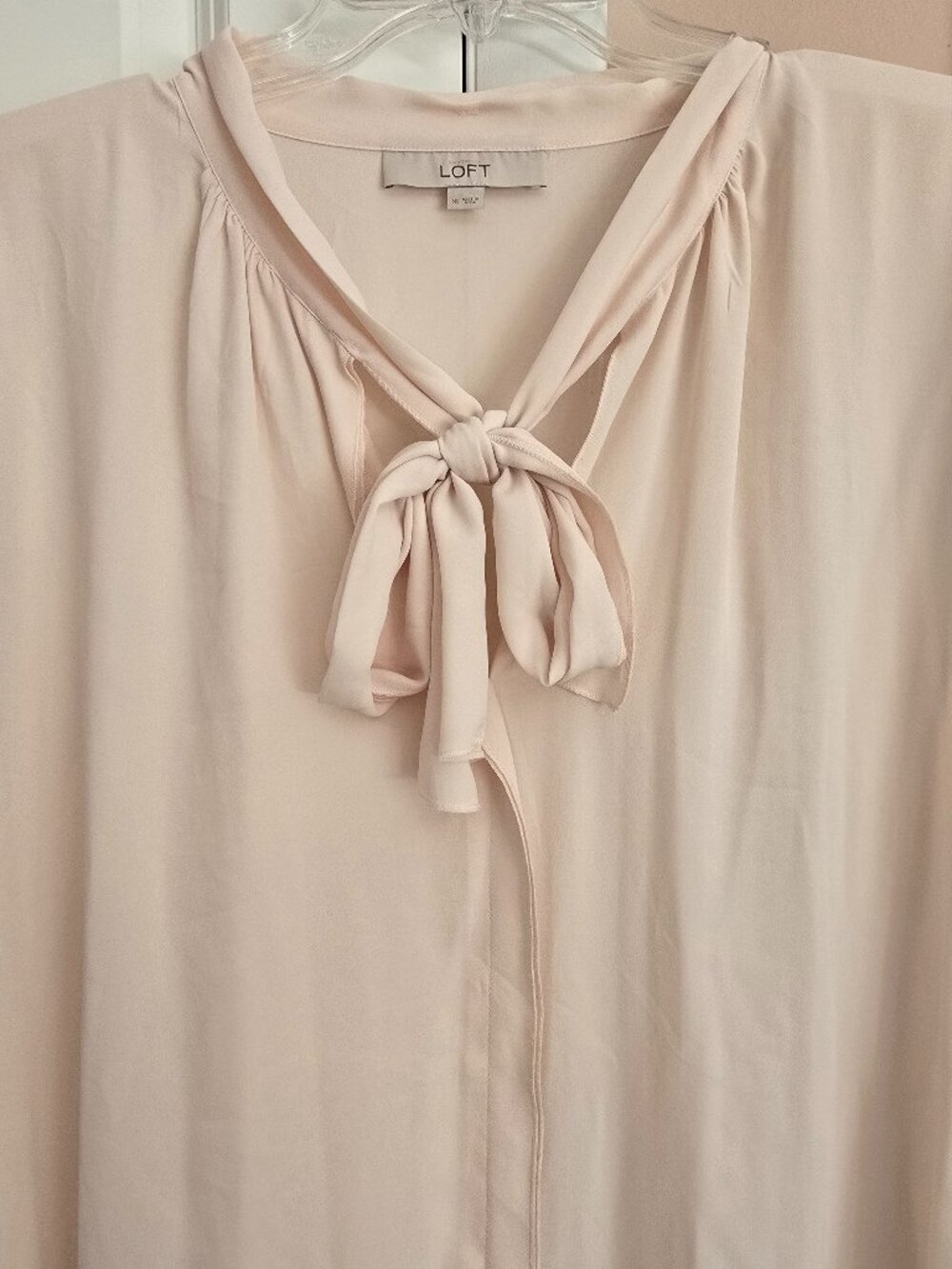 LOFT Ballet Pink Sleeveless Tie Neck Blouse